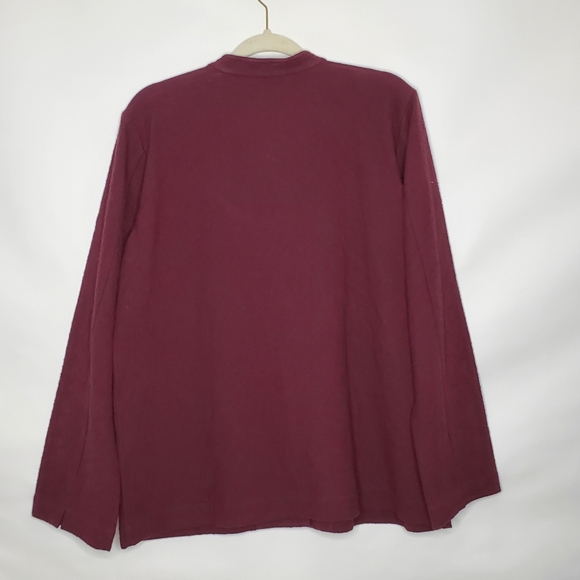 Eileen Fisher Organic Cotton Textured Jacket Size M Burgundy Italian Fabric - Picture 6 of 15
